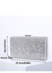 Glitter Bling Shiny Glamorous Elegant Exquisite Small Box Bag Rhinestone Decor Glamorous Funky Rhinestone Mini Bag Star Women Ladies Lover Prom Party Bride Bag Wedding Dinner Bag Evening Bag Rhineston