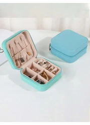 قطعة واحدة علبة مجوهرات محمولة للسفر، سعة كبيرة لتخزين المجوهرات، منظم مكياج منزلي، علبة مجوهرات قابلة للقفل