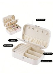 1pc Portable Jewelry Organizer Case Multifunctional Makeup Box Vanity Makeup Tray Foldable Large Capacity Travel Jewelry Display Box Jewelry Gift Box Minimalist Flip Cover Makeup Organizer