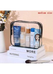 3Pcs Set Transparent Toiletry Bags Large Capacity Travel Organizer Storage Pouch Makeup Cosmetics Bag Multifunction Makeup Bag Beach Pool Spa Gym Bag Large Capacity Travel Toiletries Zipper Storage Ba