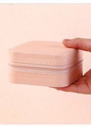 1PC Mini Jewelry Organizer Display Travel Jewelry Zipper Case Boxes Earrings Necklace Ring Portable Jewelry Box Leather Storage Jewelry Storage Box Women Gifts Girl Gifts Girlfriend Gifts Back To Scho