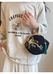 Summer Random Pattern Hanfu Style Crossbody Bag New Clip Mouth Handbag For Women