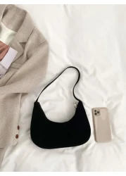 Fashion Solid Color Crescent Shaped Shoulder Bag For Women Handbags Minimalist Style Women Bag
