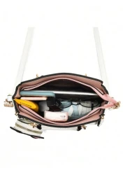 حقيبة كتف عصرية وحقيبة كروس بدي صغيرة بزخارف حرف PLANEE ومحفظة نقود بتصميم القط اللطيف، للنساء