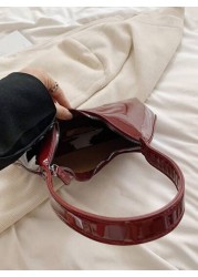 حقيبة كتف هلالية بيضاوية منقوشة بالحناء على الطراز الكوري ذات الشكل البسيط للنساء، حقيبة يد فاخرة