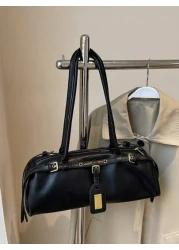 MINGHONG 1pc New Fashionable PU Casual Commuter Bag Minimalist Solid Color Retro Style Chic Shoulder Underarm Bag For Women Autumn Winter