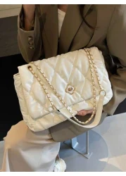 حقيبة كتف نسائية ذات حواف ناعمة ومطرزة بالماس خط لحقيبة وسادة كبيرة السعة محمولة أنيقة