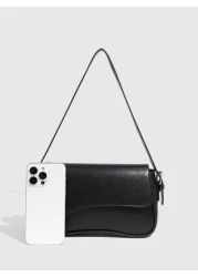 Burgundy Bag Minimalist Solid Color Women Shoulder Bag Flap Shoulder Bag Baguette Bag Handbag Underarm Bag Square Bag 1pc PU Leather Texture Bag Fashion Multi Function Elegant And Sexy Suitable For Ha