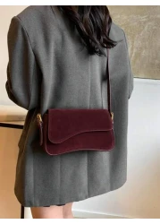 1pc Women Solid Color Matte Leather Backpack Shoulder Crossbody Saddlebag