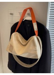 Fashionable Women s Shoulder Bag Casual Simple Large Capacity Adjustable Strap Tote Bag Zipper Closure Colorblock Cloth Bag Suitable For Daily Use College School Foldable Cross Body Handbag