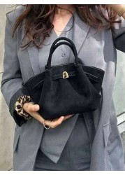 European And American Niche Design Suede Leather Bucket Bag With Buckle Women Street Handbag For Autumn Winter Shopping Commuting Party Gift