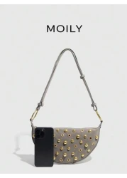 حقيبة سروج عبر الجسم للنساء ذات فتحة قابلة للضبط بالنيتات الشارع البانك