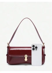 حقيبة نسائية جلدية اصطناعية ذات شكل بوكيت علوي مع زينة إبزيم، مناسبة للتنزه والخروج وحفلات