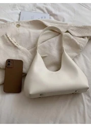 Lightweight Business Casual 1pc White Vintage Simple French Moon Shaped Armpit Bag Fashionable Elegant Shoulder Crossbody Bag For Women For Teen Girls Women College Students Rookies White Collar Worke