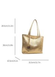 Large Capacity PU Leather Shoulder Handbag Crocodile Pattern Fashion Tote Bag Crossbody Bag Work School Commute Bag