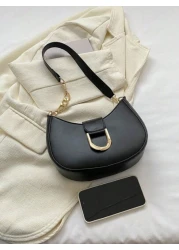 Lightweight Business Casual Small Zipper Hobo Bag Fashionable Black Metal Decor For Teen Girls Women College Students Rookies White Collar Workers Perfect For Office College Work Business Commute Outd