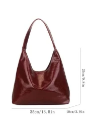 Vintage Pu Leather Shoulder Bag Crossbody Bag Ladies Casual Tote Bag Suitable For Commuting Work Fashionable Burgundy Bag Retro Inspired Bag For Women