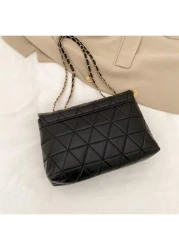 حقيبة كتف جديدة بطراز كوري عصري ذات نمط معين، حقيبة تسوق بسلسلة من البولي يوريثان بسعة كبيرة للنساء