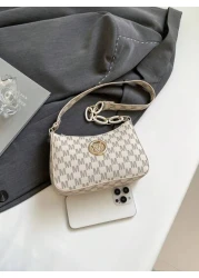 حقيبة تسوق من الجلد المدبوغ بالزهور الرجعية اللون بيج مع زخارف معدنية، حقيبة كتف للسيدات