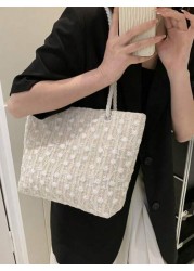 1 Pc Commuter Bag Straw Bag Shoulder Bag Beach Bag Portable Zipper Closure Design Suitable For Wedding Parties Holidays Holiday Activities Entertainment Afternoon Tea Seaside Vacation Dates And Other