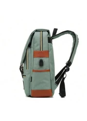 Korean Style Campus Travel Backpack With Vintage British Style Multi Functional Laptop Bag Dual Shoulder Leather Strap Decoration Rucksack Summer College Bag Dad School Bag Freshman Fashionable Casual