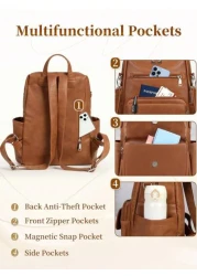 NEWHEY Backpack Purse For Men PU Leather Backpack Purse Designer Convertible Backpack Purse Waterproof Backpack Purses 13 3 Inch Men s Fashion Backpack Handbags For Work Travel College