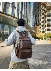 14 7inch Laptop Backpack Large Capacity Rucksack For School Teenagers Boys Men PU Leather Backpacks Male Schoolbag