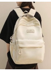 High Capacity Backpack For Teens Casual Nylon School Bag With Adjustable Strap Zipper Closure Polyester Lining Sewing Thread Detail Wet Wipe Clean 33 46inch Shoulder Strap Ideal For Outings