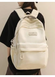  High Capacity Backpack For Teens Casual Nylon School Bag With Adjustable Strap Zipper Closure Polyester Lining Sewing Thread Detail Wet Wipe Clean 33 46inch Shoulder Strap Ideal For Outings