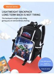 Marvel Print Backpack Minimalist Letter Design Oxford Cloth Large Capacity Laptop Bag Travel Bag School Backpack With Adjustable Straps And Multiple Compartments Suitable For Students Summer