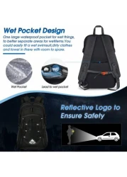 حقيبة ظهر للتخييم من النايلون المقاوم للتمزق والماء سعة 40 لتر، قابلة للطي خفيفة الوزن، مناسبة للرجال للسفر وا