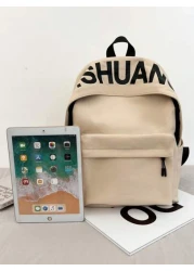 Men s Casual Backpack With Large Capacity Letter Print Minimalist Design Lightweight Versatile Suitable For Students And Commuting Unisex