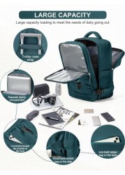 Large Capacity Carry On Backpack Waterproof Nylon Fabric Travel Backpack For Women Business Laptop Backpack Schoolbag For College Lightweight Short Distance Business Trip Duffel Bag With Shoe Compartm