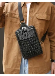 European American Fashion Crocodile Pattern Waist Bag New Men Crocodile Texture Personalized Crossbody Chest Bag Shoulder Bag
