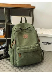 Small Corduroy Backpack For College Students Lightweight Casual Bookbag For High School Girls Boys Fits 14 Inch Laptop Travel Rucksack