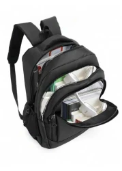 حقيبة ظهر رجالية بنمط رياضي هادئ مصنوعة من النايلون، تتسع لحمل جهاز كمبيوتر 15.6 بوصة، حقيبة مدرسية واسعة السعة