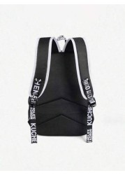 Lightweight Versatile Neon Glow In The Dark Backpack Shoulder Bag Made Of Waterproof Material Large Capacity Adjustable Strap Casual Suitable For School Campus Men All Printed Straps Are Random Anime