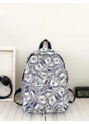 Men Dollar Print Casual School Bags Schoolbag School Backpack For School Daypack Laptop Bag Computer Bag Book Bag Rucksack Shoulder Bag Travel Bag Sport Bag College Bag Backpack Winter Christmas Gifts