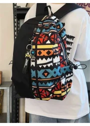 Casual Large Capacity Backpack Fashionable Graffiti Nylon Messenger Bag For School Student Umbrella Water Bottle Tablet Books Travel Including Pendant Suitable For Halloween Anime School Supplies