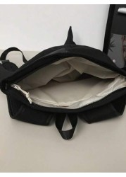 1pc Black Nylon Shark Shape Creative Cartoon Men s Backpack Large Capacity Student Schoolbag Cute Fashionable Personalized Novelty Fits Phones Tablets Books Water Bottles Adjustable Straps Suitable Fo