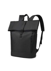 1pc Men s Backpack New Fashion Roll Top Flap Double Strap Backpack Large Capacity Business Casual Sports Outdoor Travel Waterproof Nylon Solid Color Music Festival Gift