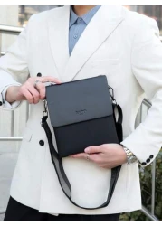 saroxi قطعة واحدة حقيبة كتف رجالية حديثة ذات طبقات متعددة سليم عالي الجودة باللون الأسود للخارج، حقيبة متعددة ال