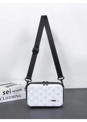 Mini Simple Rhombus Crossbody Bag Shoulder Bag Water Resistant PVC Hard Shell Bag For Men Casual And Versatile College Bag Summer Dad Bag For School Multi Functional Messenger Bag Sling Bag Student La