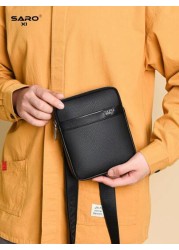 1pc Men s Oblique Shoulder Bag Side Pockets Messenger Bag Casual Square Bag Multifunctional For Commuting PU Leather Minimalist Style Black Bag Gift For Boyfriend