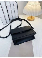 1 حقيبة كتف مربعة جلد PU صغيرة محكمة بإغلاق مغناطيسي، تصميم كاجوال مرن وأنيق مناسب للرجال، مع حزام قابل للتعديل