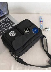 High School Students University Freshman Multifunctional Sling Bag Casual Bag Men Letter Graphic Square Bag Handbag Schoolbag Christmas Gifts Scream Bag Winter Thanksgiving Travel Purse Holiday Storag