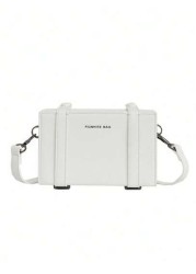 peach tree 1pc White Simple Design Adjustable Strap Neutral Mini PU Box Crossbody Bag Peach Tree Christmas Men Bag Vacation Dad Gifts Retro Bag Vintage Shoulder Bag Messenger Bag Tote Bag Side Bags Fo