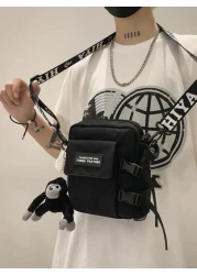 High School Students University Freshman Multifunctional Sling Bag Shoulder Bag Casual Bag Mini Men Letter Graphic Square Bag With Bag Charm Handbag For Travel College Sports Commute Dorm Practical St