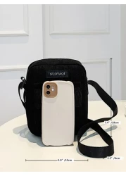 Mini Letter Patch Decor Square Bag Crossbody Bags Minimalist Square Bags Square Shoulder Handbag With Wide Strap Cell Phone Women s Shoulder Handbags Wallet Convertible Crossbody Backpacks Messenger T