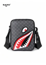 Men s Slanted Shoulder Bag With Side Pocket Crossbody Bag Shoulder Bag Square Bag Multi Function Suitable For Commuting PVC Casual Bag Simple Style Black Floral Gift For Men Boyfriend Luxury Bags